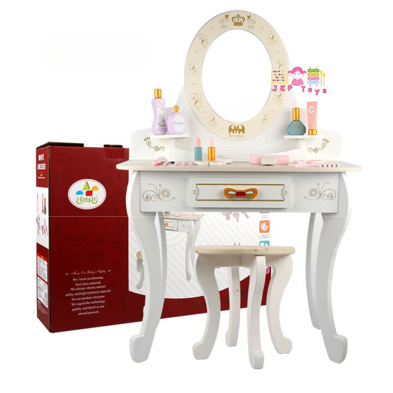 Todds & Kids Toys by JKP Toys โต๊ะเครื่องแป้งเด็ก พร้อมอุปกรณ์ครบเซ๊ต โต๊ะเครื่องแป้งไม้ สำหรับเด็ก Kids Dresser ของเล่นไม้บทบาทสมมติ ของเล่นเด็ก ของขวัญเด็ก