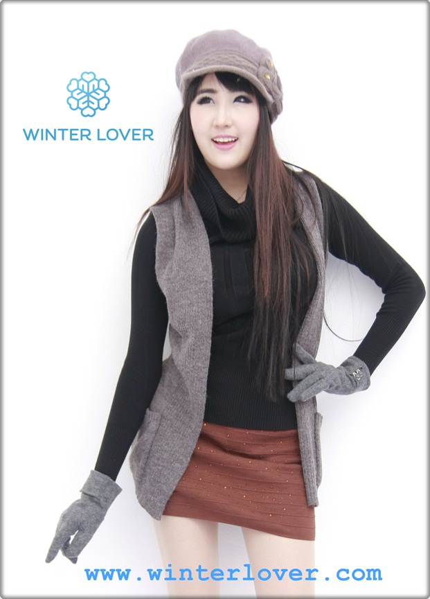 เสื้อกั๊กคลุมไหมพรมแขนกุดสีเทาเข้ม (พร้อมส่ง)(Free Size)