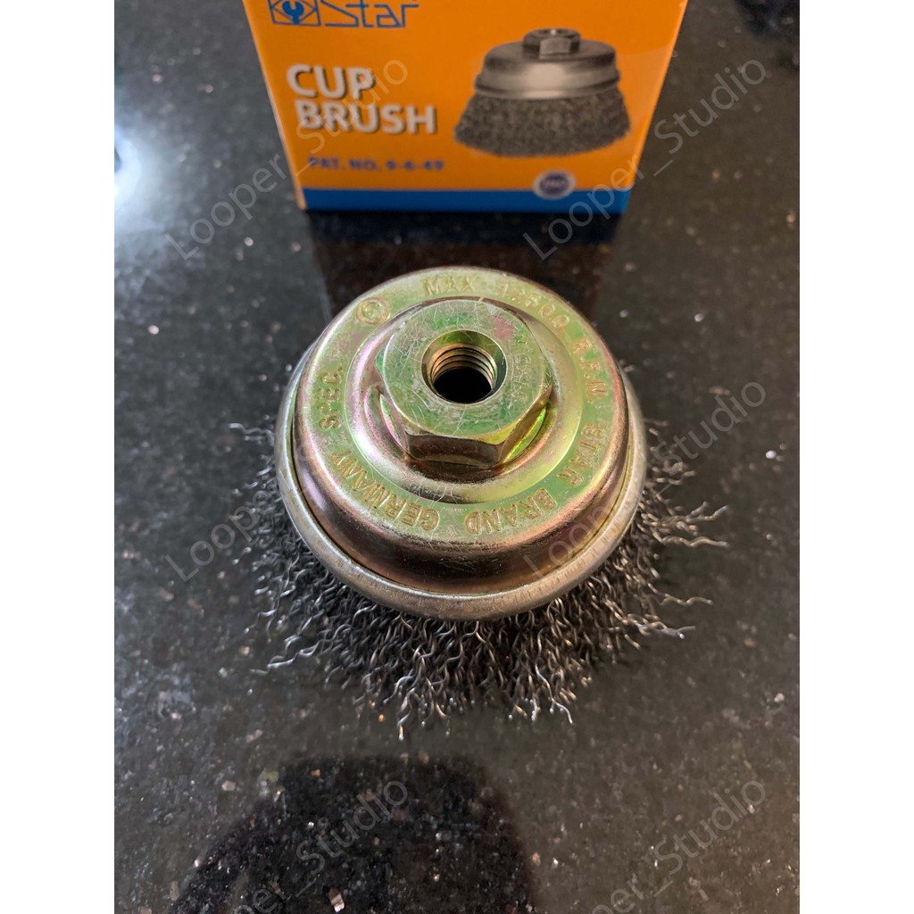 แปรงลวดถ้วยชุบทอง และแปรงลวดถ้วยสีเงิน ขนาด 2.1/2” x 10 mm. X 1.25 mm