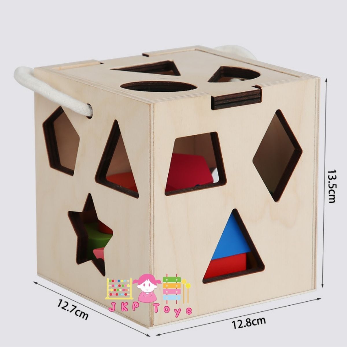 ของเล่นเสริมพัฒนาการ ของเล่นไม้ ของเล่น บล็อคหยอดสีไม้ มีหูหิ้ว