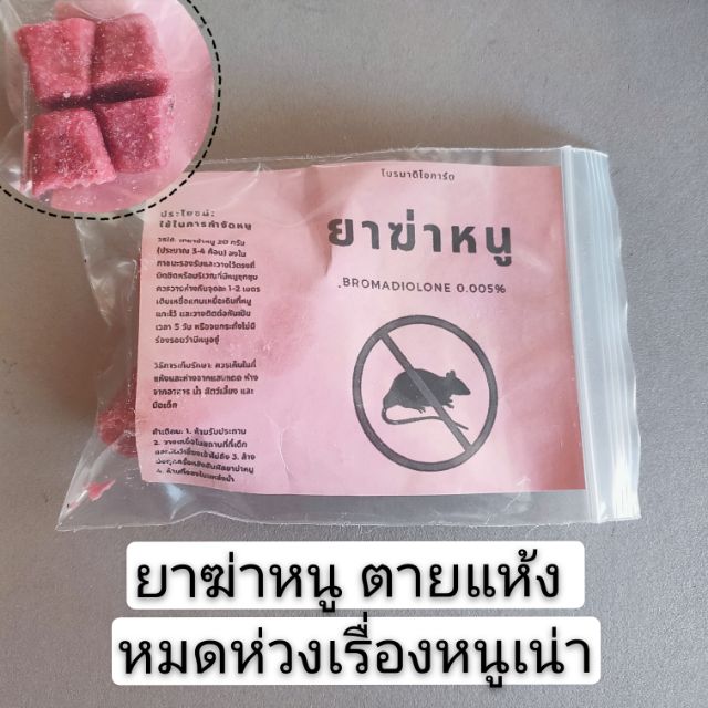 ยาเบื่อหนู เหยื่อกำจัดหนู สูตรตายแห้ง ยาฆ่าหนู (Rat Poison Bait Block)