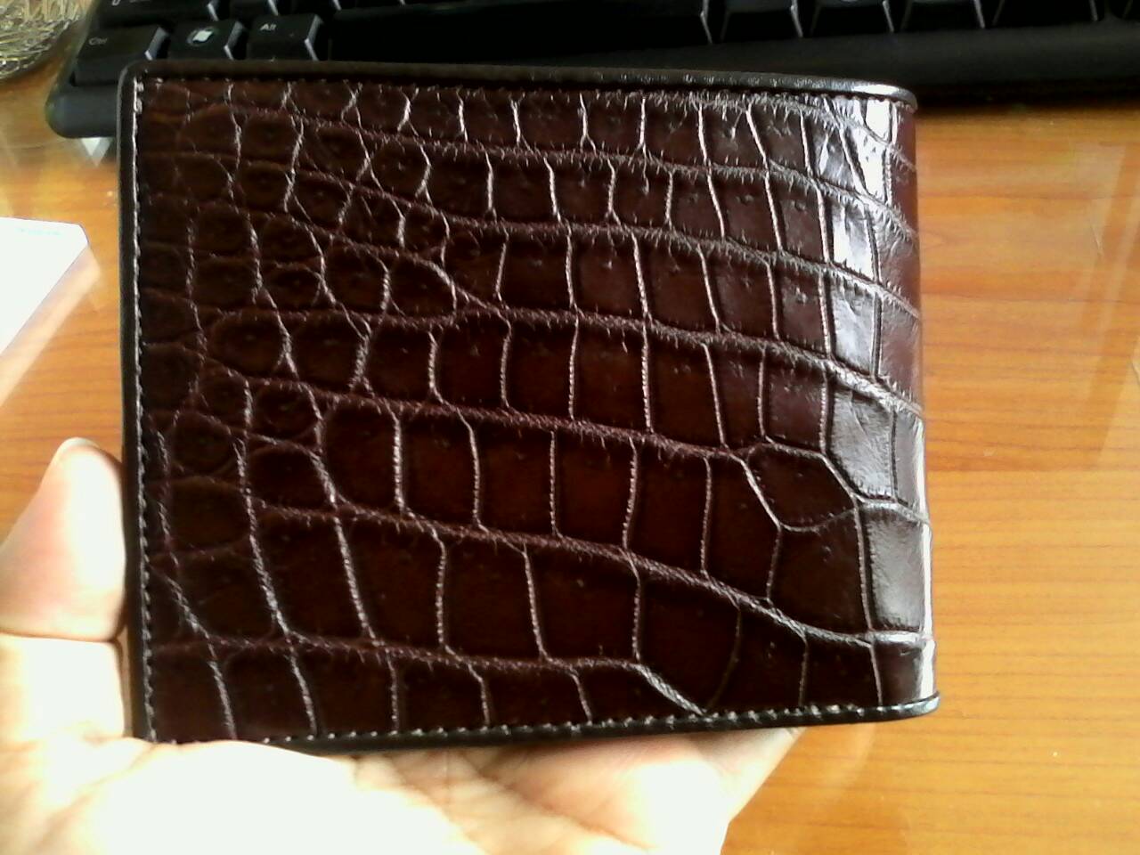 กระเป๋าหนังจระเข้แท้(หนังท้อง) สีน้ำตาล