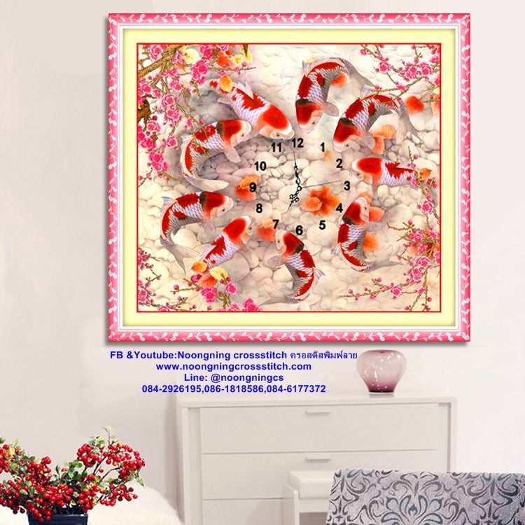 ปลาคราฟ มงคล ชุดปักครอสติส พิมพ์ลาย ครอสติสจีน งานฝีมือทำที่บ้าน DIY