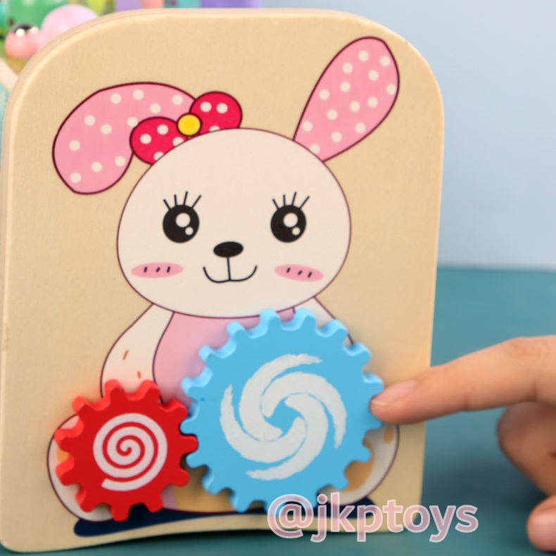 ของเล่นไม้เสริมพัฒนาการ 2 in 1 ทุบตุ่นผลุบโผล่ ระนาด ฟันเฟือง นาฬิกาสอนเวลา