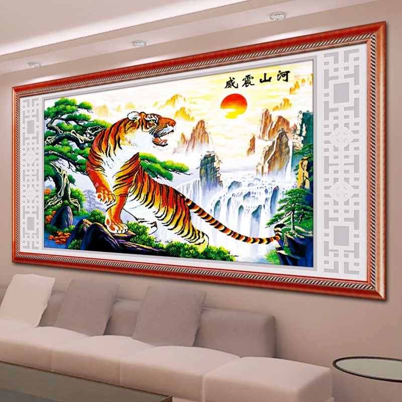 เสือ เสริมบารมี ชุดปักครอสติส พิมพ์ลาย ครอสติสจีน งานฝีมือทำที่บ้าน DIY