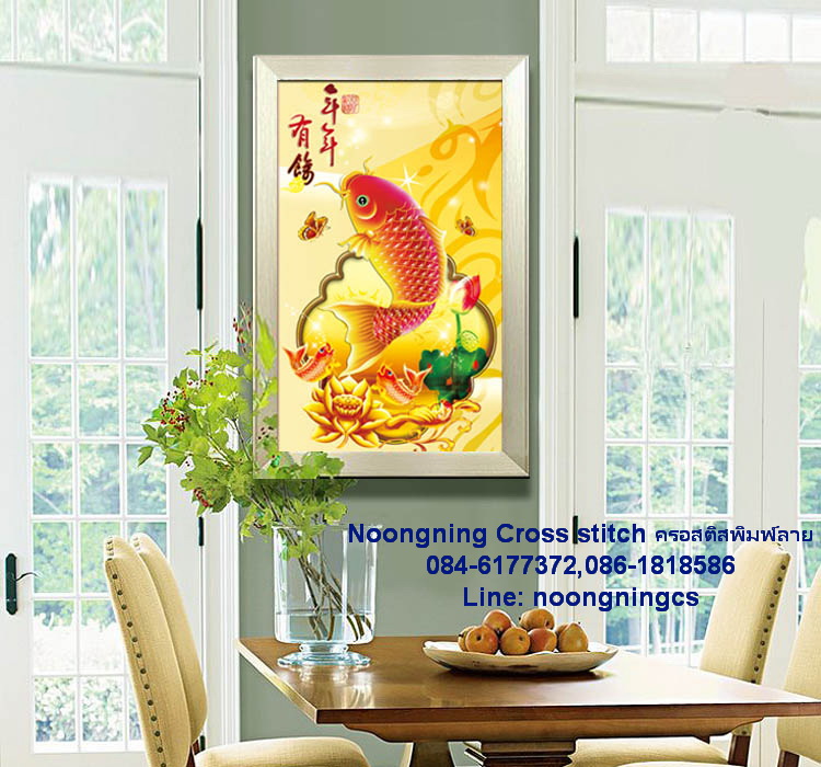 นกยูงสวยงาม ชุดปักครอสติส พิมพ์ลาย ครอสติสจีน งานฝีมือทำที่บ้าน DIY