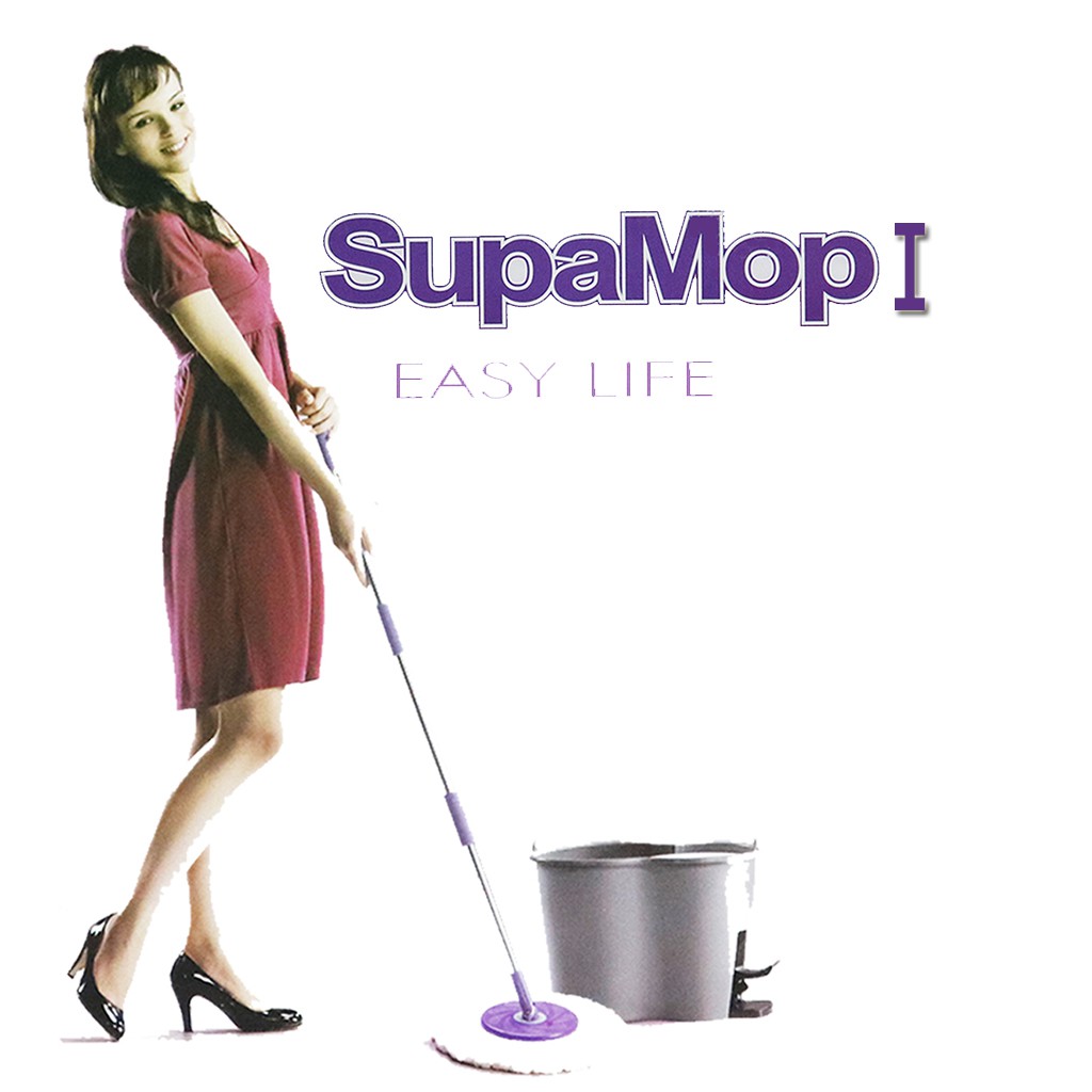 ไม้ม็อบถูพื้นไมโครไฟเบอร์ SupaMop รุ่นI หมุน360 องศา ทำความสะอาดง่าย อุปกรณ์ครบพร้อมผ้า2ผืน