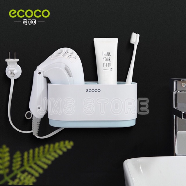 ECOCO ที่วางไดร์เป่าผม ชั้นวางของในห้องน้ำ ติดผนัง ไม่ต้องเจาะ E1811