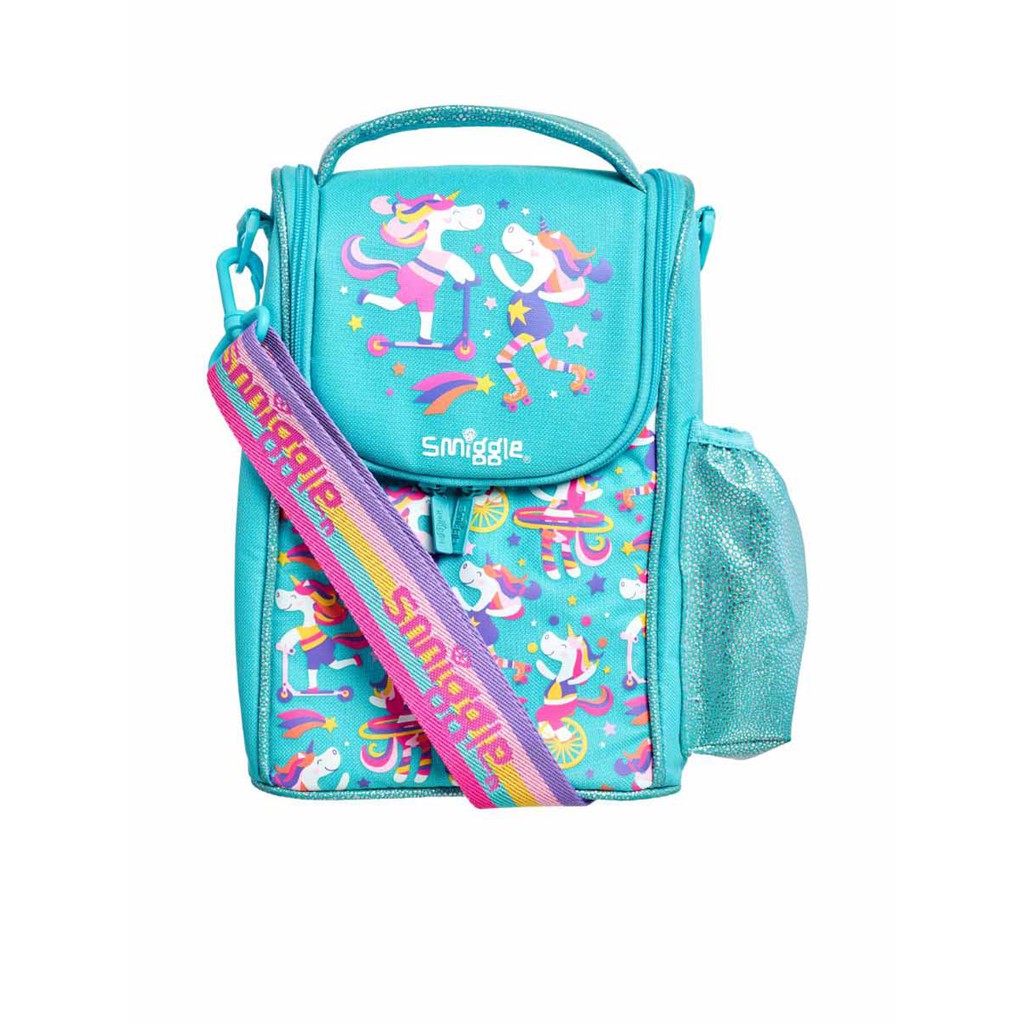 Smiggle กระเป๋าใส่กล่องข้าว Junior มีสายสะพาย คอลเลกชั่น Whirl ลายยูนิคอร์น สีมิ้นต์