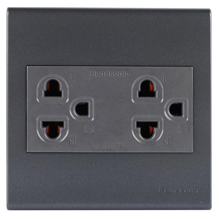 ชุดเต้ารับคู่ 3 ขากลม PANASONIC BSR1392MB สีดำ ผลิตจากทองเหลืองอย่างดีไม่บิดงอง่าย