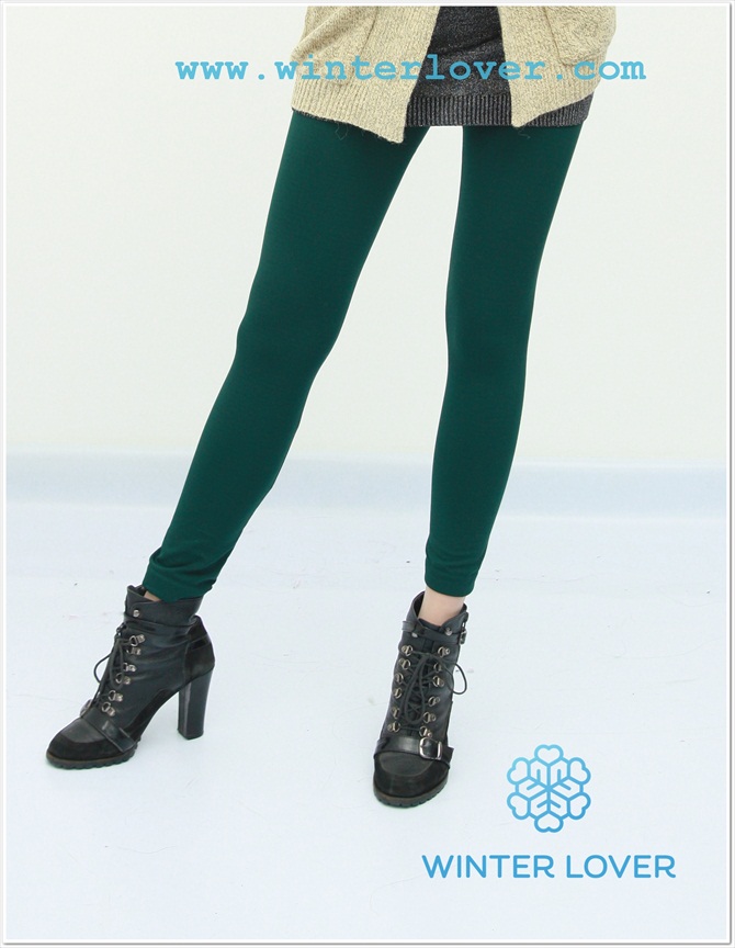 กางเกงเลกกิ้งกันหนาวเนื้อถุงน่องหนาสีเขียวเข้ม(Free Size)(พร้อมส่ง)