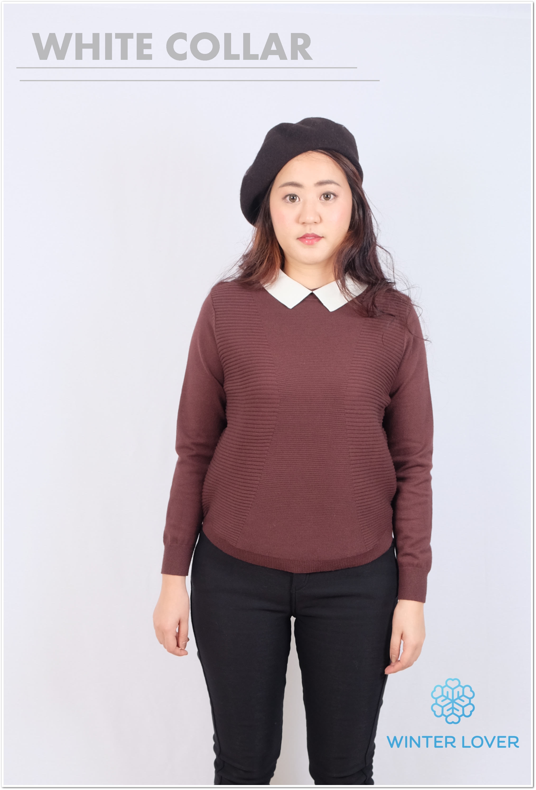 White Collar Sweater in Brown