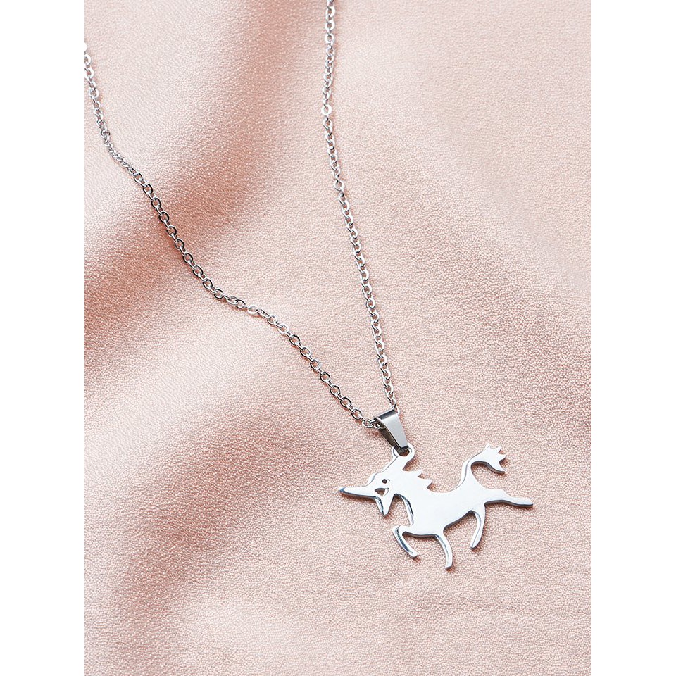 !!สินค้าขายดี!! สร้อยคอพร้อมจี้รูปยูนิคอร์น สร้อยคอแฟชั่น เครื่องประดับ Necklace with Unicorn Pendant