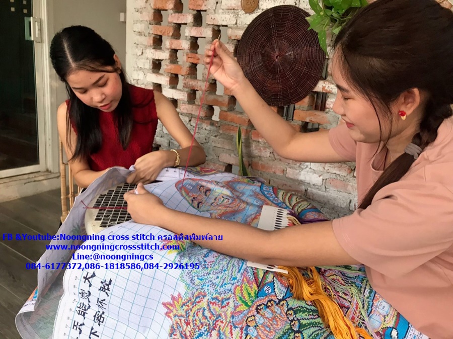 นกยูง ชุดปักครอสติส พิมพ์ลาย ครอสติสจีน งานฝีมือทำที่บ้าน DIY