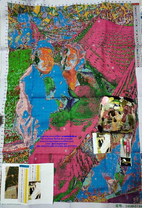ครอสติส สั่งทํา 130x90ซม รูปคู่รักแต่งงาน ชุดปักครอสติส พิมพ์ลาย ครอสติสจีน งานฝีมือทำที่บ้าน DIY