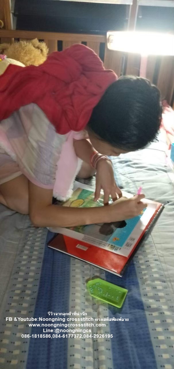 ปลากัดคู่ ครอสติสคริสตัล Diamond painting โมเสก ภาพติดเพชร งานฝีมือทำที่บ้าน DIY