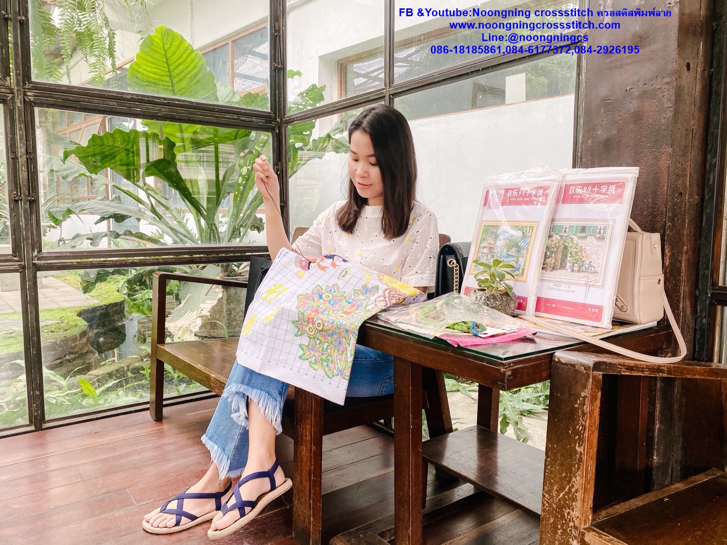 นกยูง ชุดปักครอสติส พิมพ์ลาย ครอสติสจีน งานฝีมือทำที่บ้าน DIY