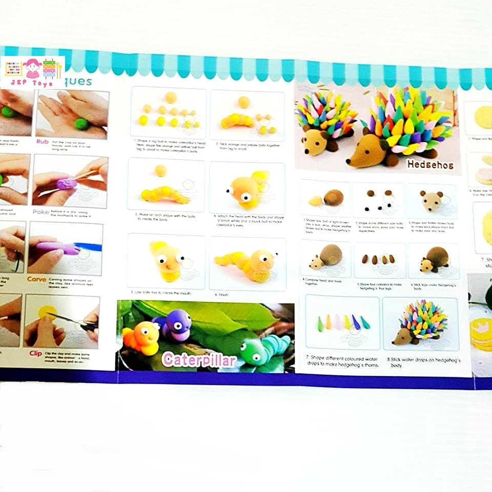 เซตดินเบาเกาหลี 12 กระปุกพร้อมคู่มือปั้นเเละอุปกรณ์ ในชุดประกอบด้วย