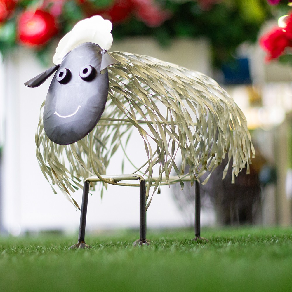 U-RO DECOR เครื่องประดับตกแต่งสวน รุ่น SHEEP (เเกะน้อย) - สีขาว/ดำ