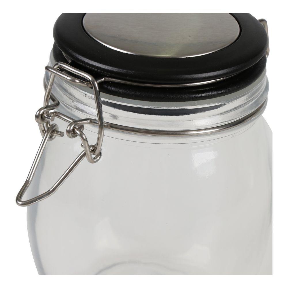 ขวดโหลแก้วกลม-M ฝาสปริงขอบดำ CANISTER GLASS M ROUND LID BLACK