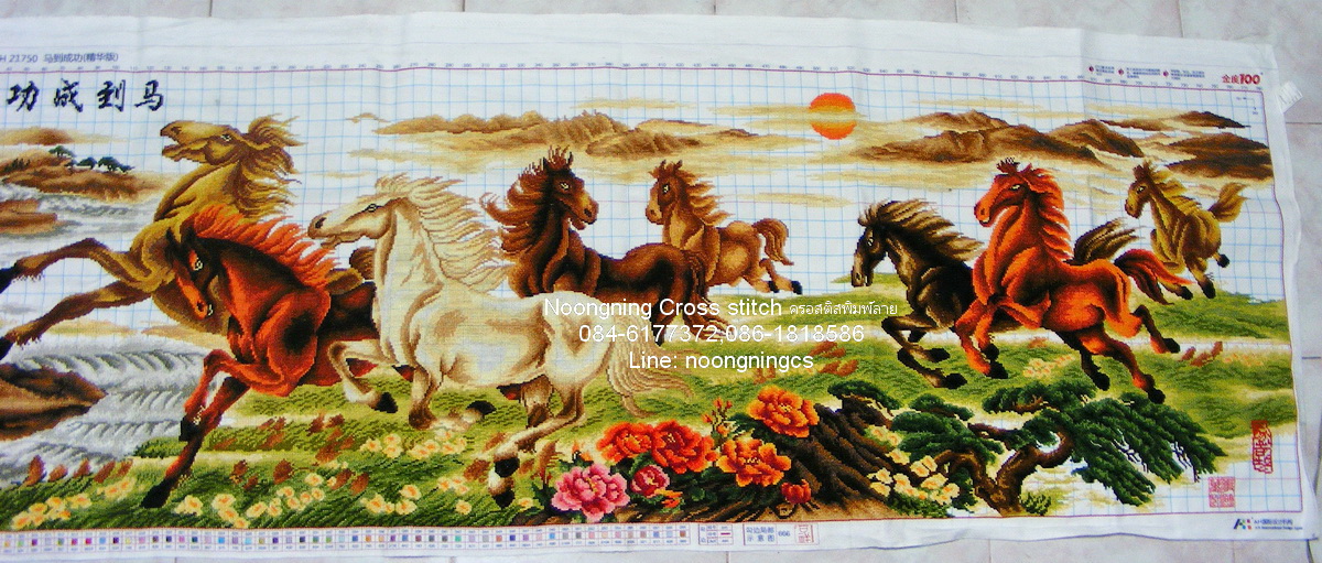 นกกระเรียน เรือใบ ชุดปักครอสติส พิมพ์ลาย ครอสติสจีน งานฝีมือทำที่บ้าน DIY