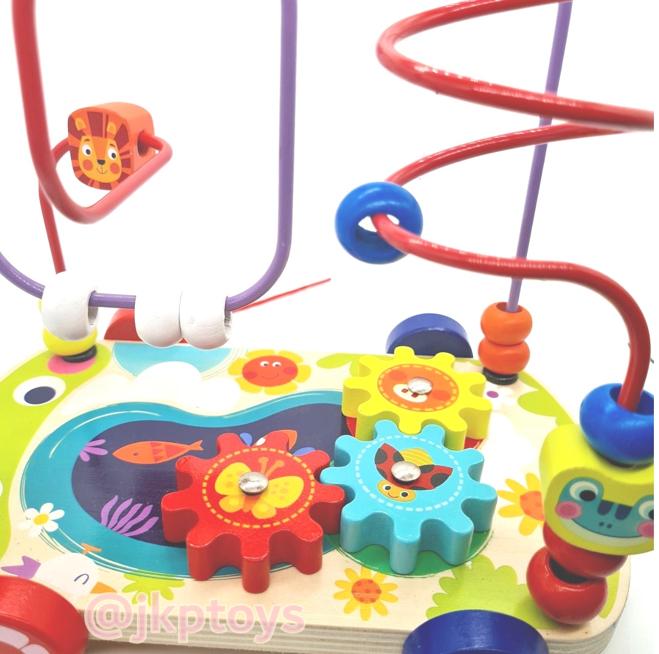 ของเล่นไม้เสริมพัฒนาการ ขดลวดฝึกสมาธิพร้อมล้อลากจูงสำหรับหัดเดินลายสัตว์