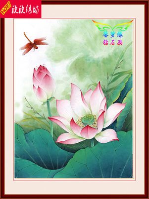 แมลงปอ ดอกบัว ครอสติสคริสตัล Diamond painting โมเสก ภาพติดเพชร งานฝีมือ DIY