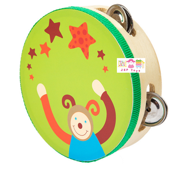 เเทรมบูรีน ของเล่นไม้ เคาะจังหวะ การ์ตูน คละลาย