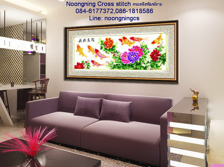 ช้าง 3 ตัว ชุดปักครอสติช พิมพ์ลาย ครอสติสจีน งานฝีมือ DIY