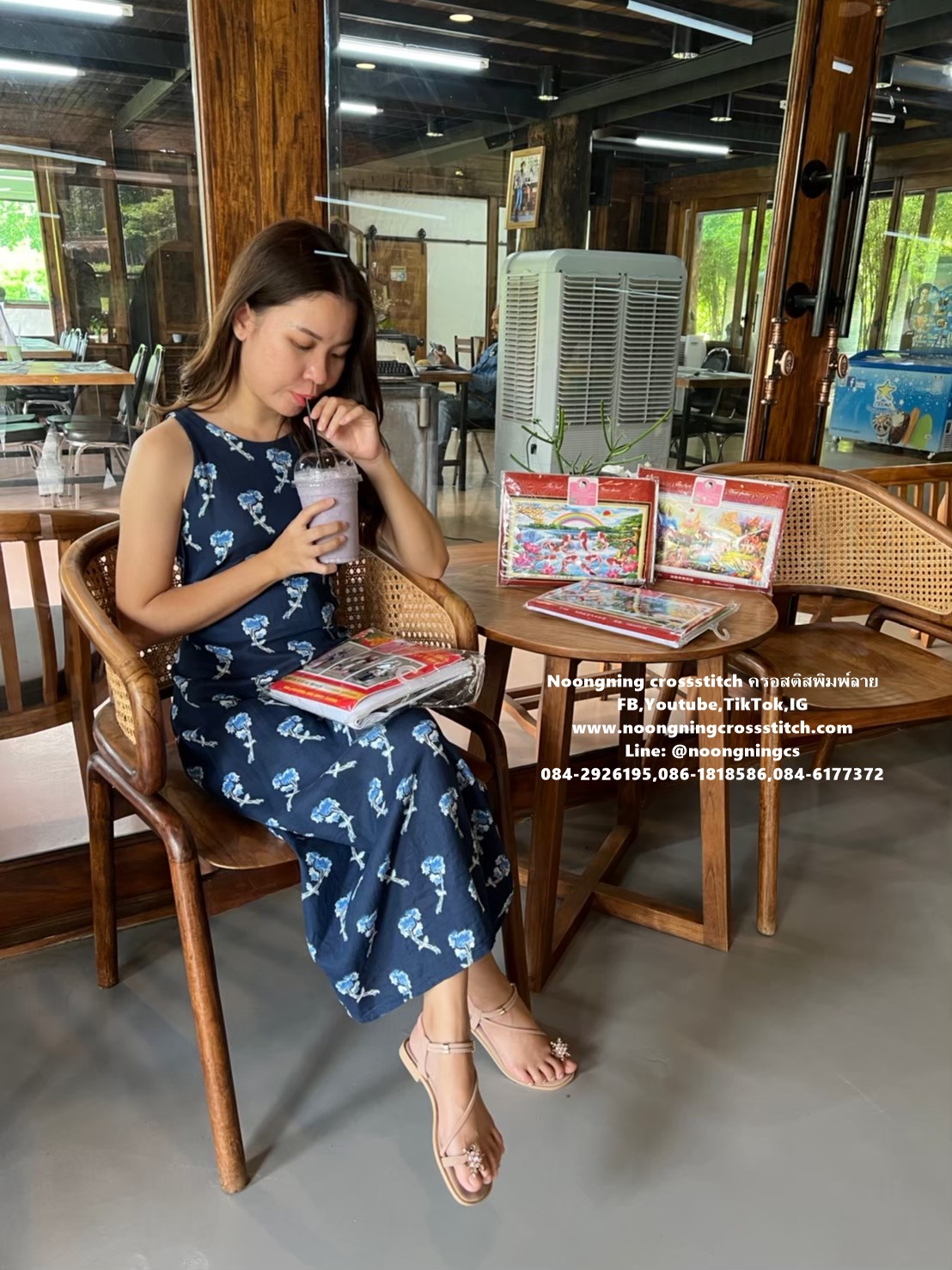 แจกันดอกทานตะวัน ชุดปักครอสติช พิมพ์ลาย ครอสติสจีน งานฝีมือ DIY