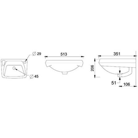 Wall-Hung Basins อ่างล้างหน้าแขวน NL-085W-A สีขาว อ่างล้างมือ