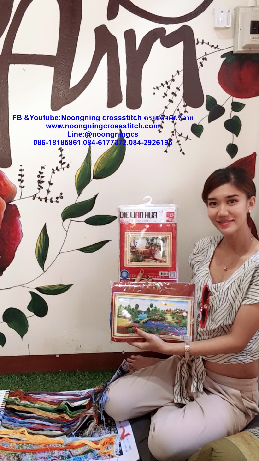 ดอกบัว ชุดปักครอสติส พิมพ์ลาย ครอสติสจีน งานฝีมือทำที่บ้าน DIY