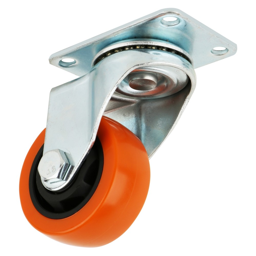 อะไหล่ เฟอร์นิเจอร์ ลูกล้อแป้นหมุน PP FITT 747075 3นิ้ว สีส้ม SWIVEL PLATE CASTER WHEEL FITT 747075 3" ORANGE