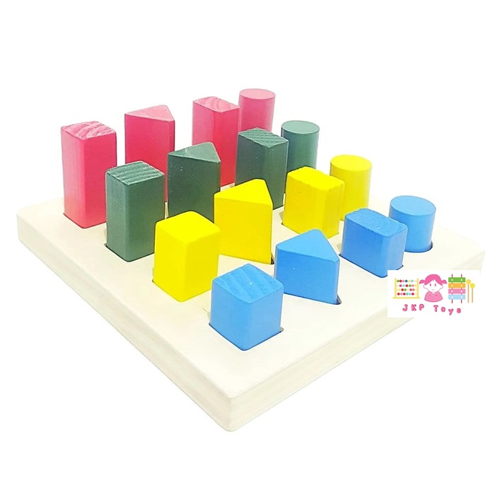 ของเล่นไม้ บล็อคไม้ รูปทรง สื่อการเรียนการสอน ใช้ใน โรงเรียนแบบ Montessori (Montessori Math Educational Toys Wooden Material)