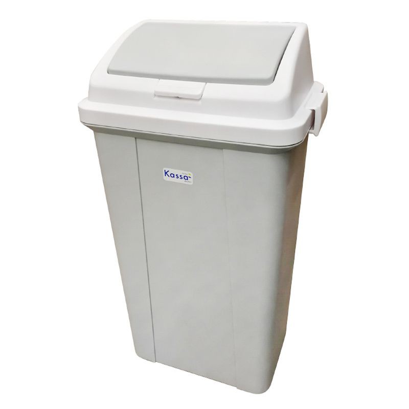 KASSA HOME ถังขยะฝาสปริง ทรงเหลี่ยม 45 ลิตร รุ่น PN6046 ขนาด 25 x 38 x 70 ซม. สีเทา ผลิตจากพลาสติก PP เนื้อหนา คุณภาพดี