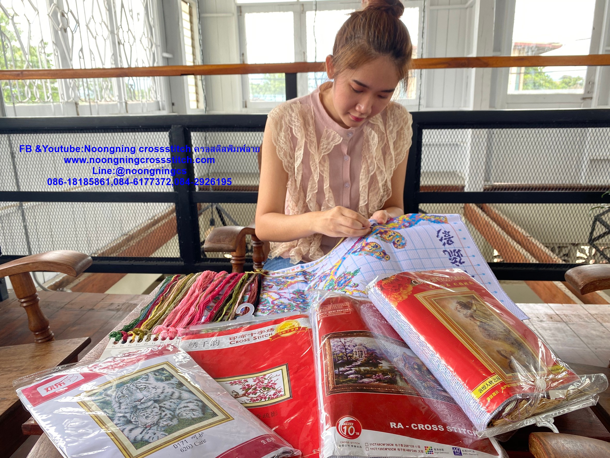 สวนบัวทองคำ ชุดปักครอสติช พิมพ์ลาย ครอสติสจีน งานฝีมือ DIY