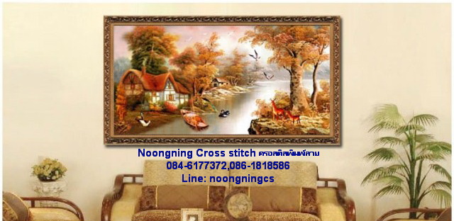 ทิวทัศน์ ชุดปักครอสติส พิมพ์ลาย ครอสติสจีน งานฝีมือทำที่บ้าน DIY