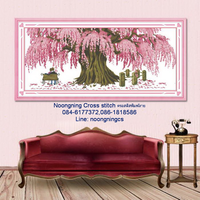 คู่รักปั่นจักรยาน ชุดปักครอสติส พิมพ์ลาย ครอสติสจีน งานฝีมือทำที่บ้าน DIY