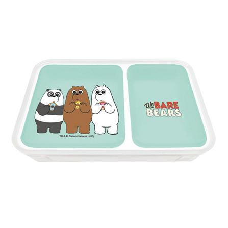 กล่องอาหารแบ่งช่อง SUPER LOCK WE BARE BEARS 0.9 ลิตร สีขาว/เขียว เก็บอาหารโดยไม่มีกลิ่นออกมารบกวน