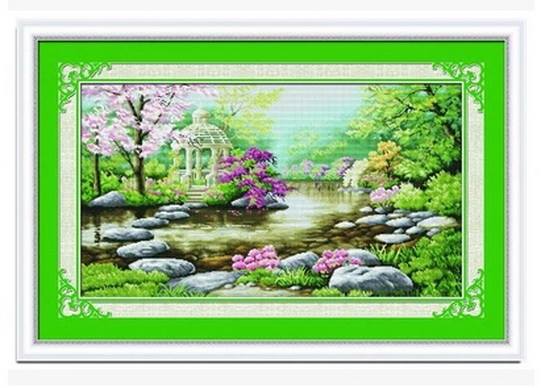 ทิวทัศน์ ชุดปักครอสติช พิมพ์ลาย ครอสติสจีน งานฝีมือ DIY