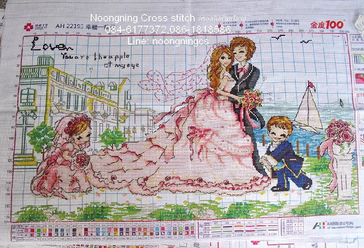 คู่รักแต่งงาน ชุดปักครอสติส พิมพ์ลาย ครอสติสจีน งานฝีมือทำที่บ้าน DIY