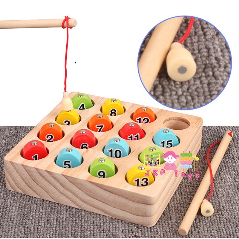 ของเล่นไม้เสริมพัฒนากาาร ตกปลา(เเม่เหล็ก)+ จับคู่ตัวเลข 1-15