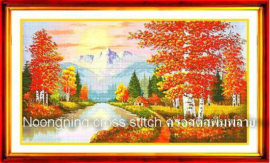 ทิวทัศน์ ชุดปักครอสติช พิมพ์ลาย ครอสติสจีน งานฝีมือ DIY