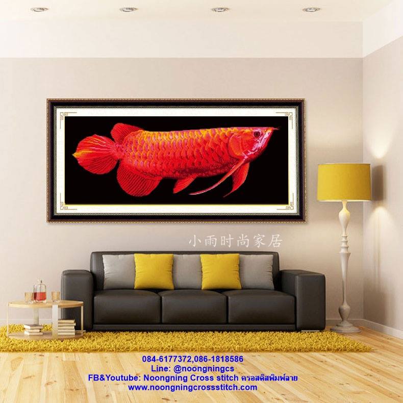 ปลามังกร มงคล ครอสติสคริสตัล Diamond painting โมเสก ภาพติดเพชร งานฝีมือทำที่บ้าน DIY