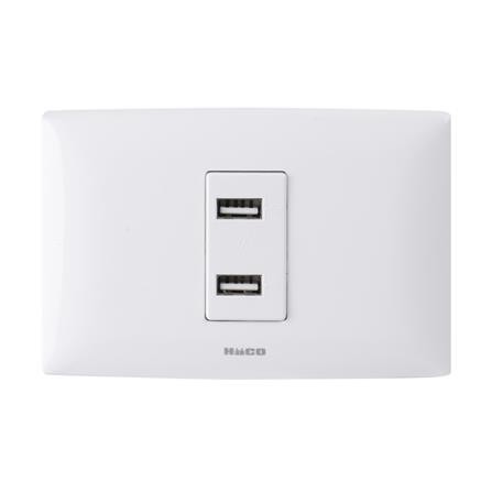 ชุดเต้ารับ 2 ช่อง HACO USB AP-USB10 ผลิตจากทองเหลืองอย่างดีไม่บิดงอง่าย