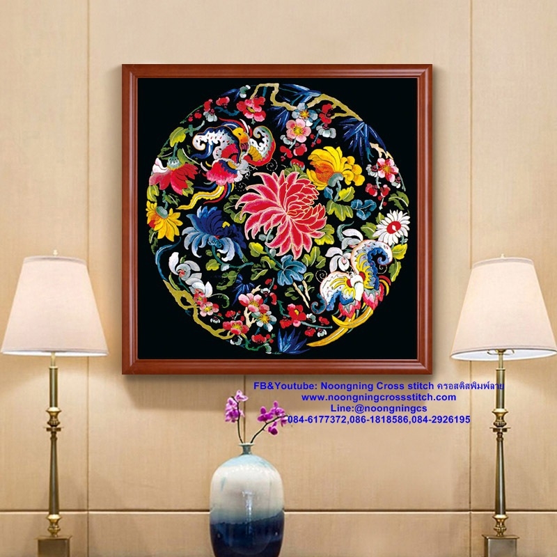 ดอกไม้นานาพันธุ์ ชุดปักครอสติส พิมพ์ลาย ครอสติสจีน งานฝีมือทำที่บ้าน DIY