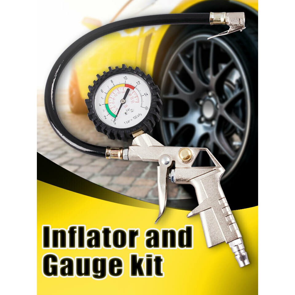 !!สินค้าขายดี!! เกจวัดลมยางรถยนต์ Inflator and Gauge kit