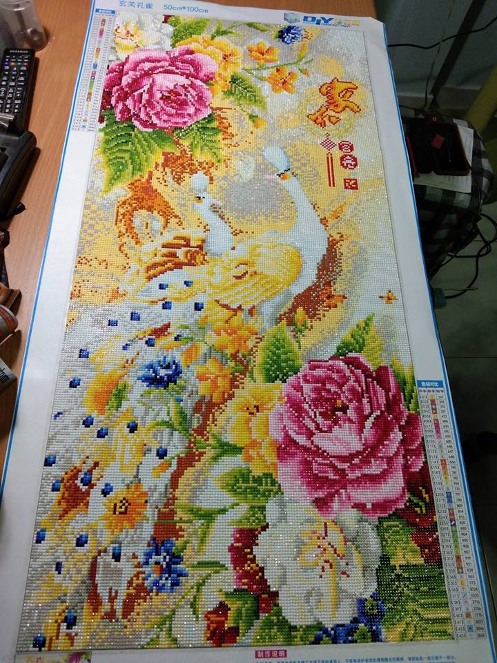 ไก่มงคล ครอสติสคริสตัล Diamond painting โมเสก ภาพติดเพชร งานฝีมือทำที่บ้าน DIY
