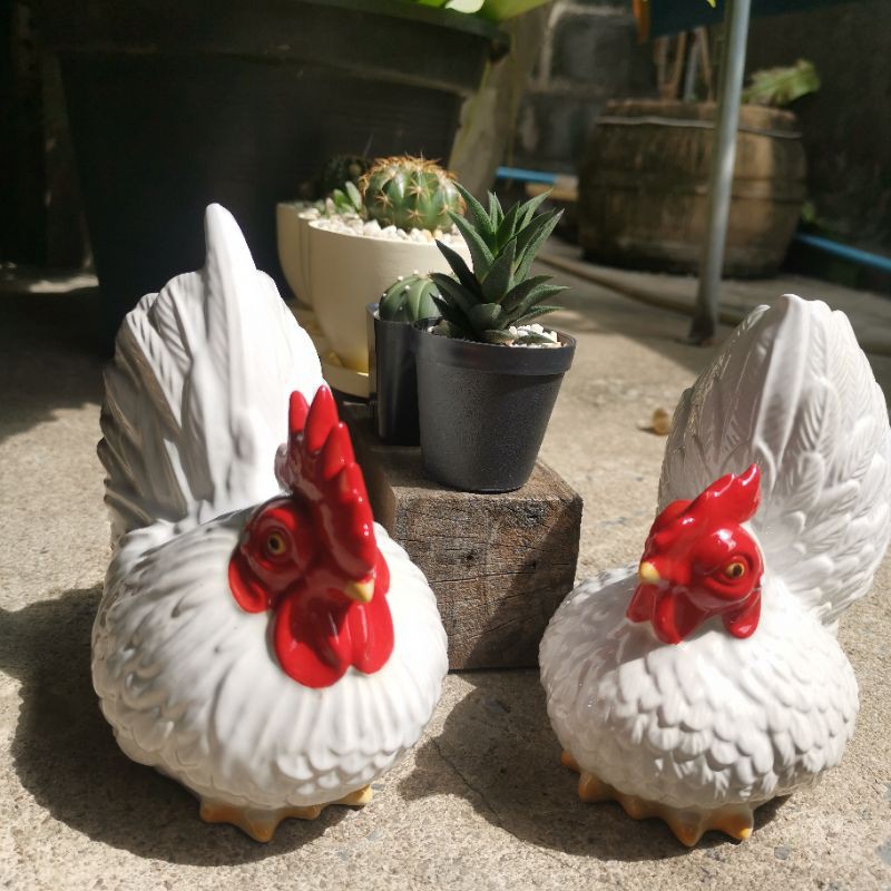 ตุ๊กตาตกแต่งสวน ไก่แจ้เซรามิก ไก่แจ้เซรามิค 1 คู่(ตัวผู้ และตัวเมีย) จัดสวน แต่งสวน จัดบ้าน แต่งบ้าน แต่งร้าน