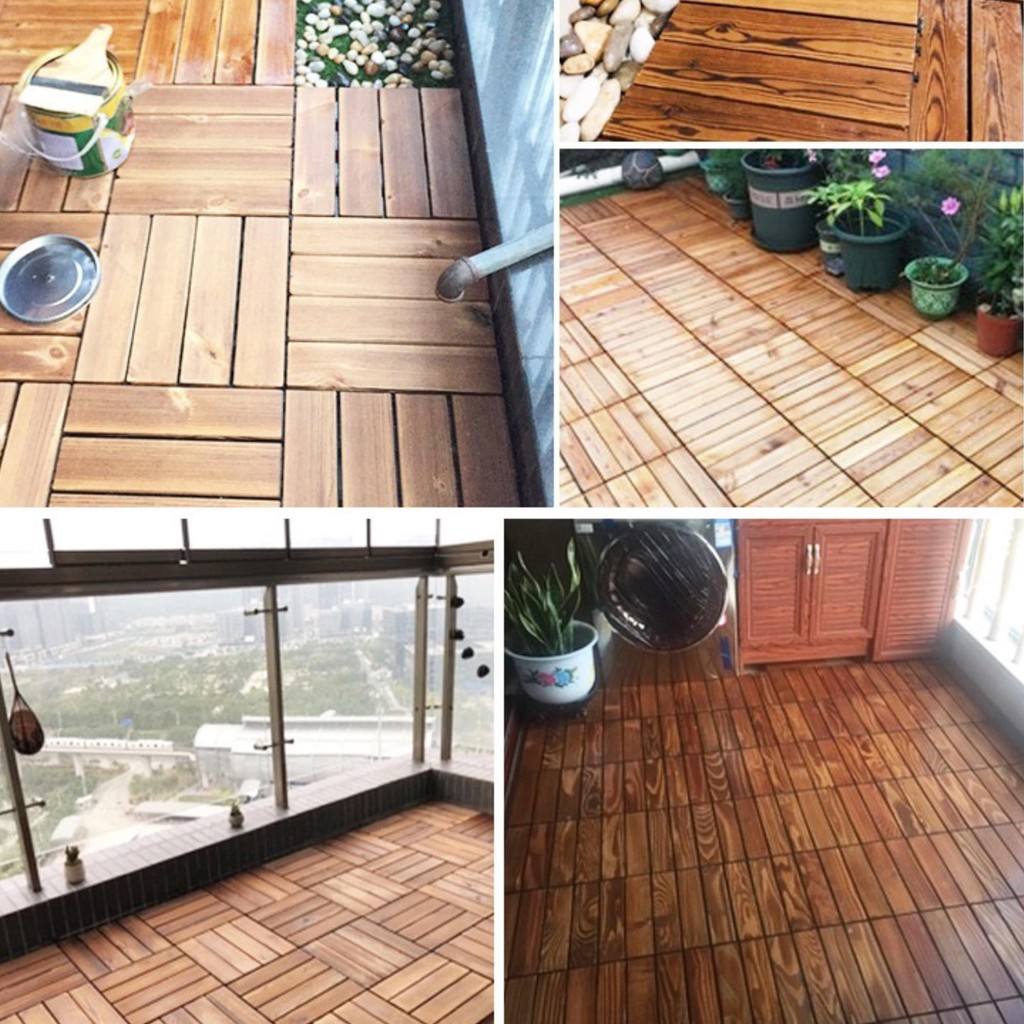 Gion-แผ่นไม้ตกแต่งสวน แผ่นปูพื้น ย้อมสีอะคริลิค ขนาด 30x30 ซม. No.2665 จำนวน 1 แผ่น